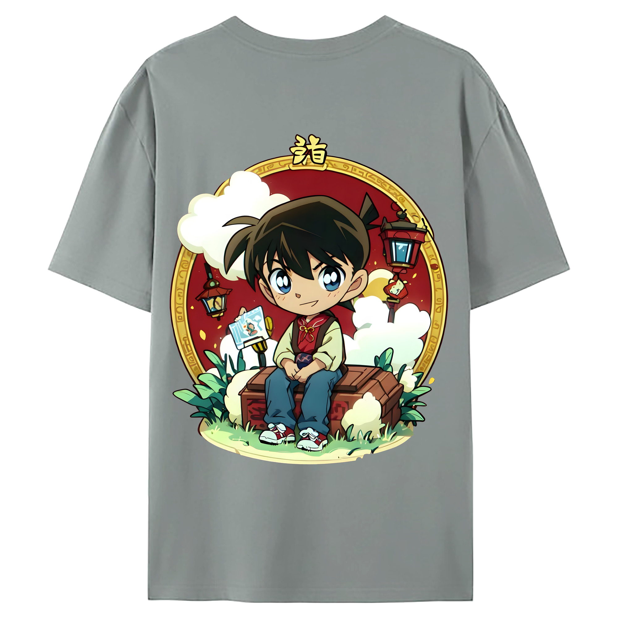 （画像用） 名探偵コナン 江戸川 コナン Detective Conan Conan Edogawa 綿100％ メンズ半袖Tシャツ（バックプリント） 通気性